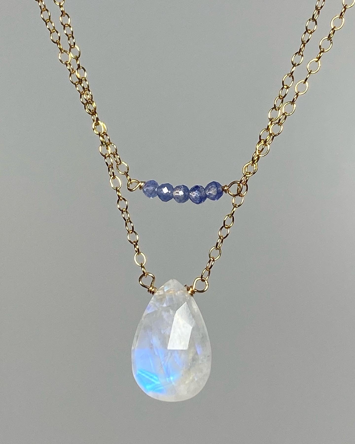 Moonstone Sapphire Double Necklace