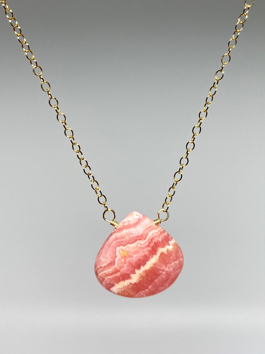 Pendentif En Rhodochrosite - Pierre Rose En Forme De Goutte, 6,1 G, Occasion