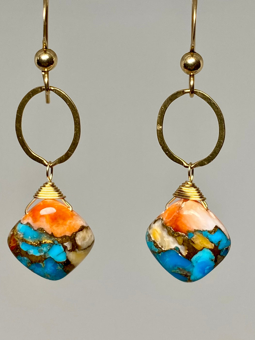 Pair of Turquoise Oyster Shell Earrings