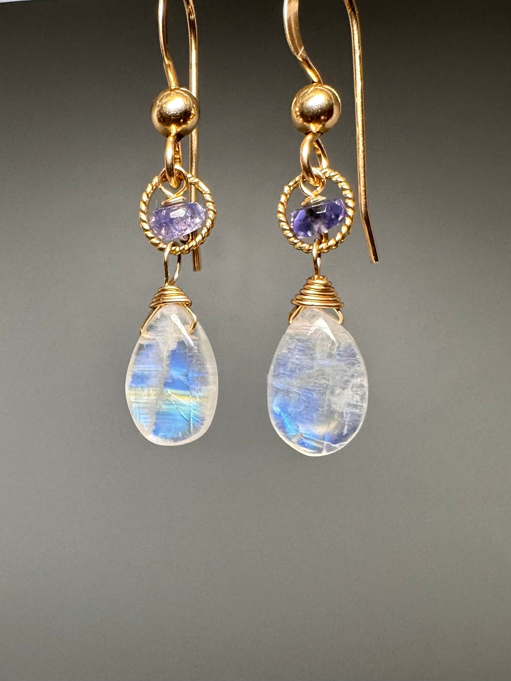 Tanzanite Moonstone Mini Earrings