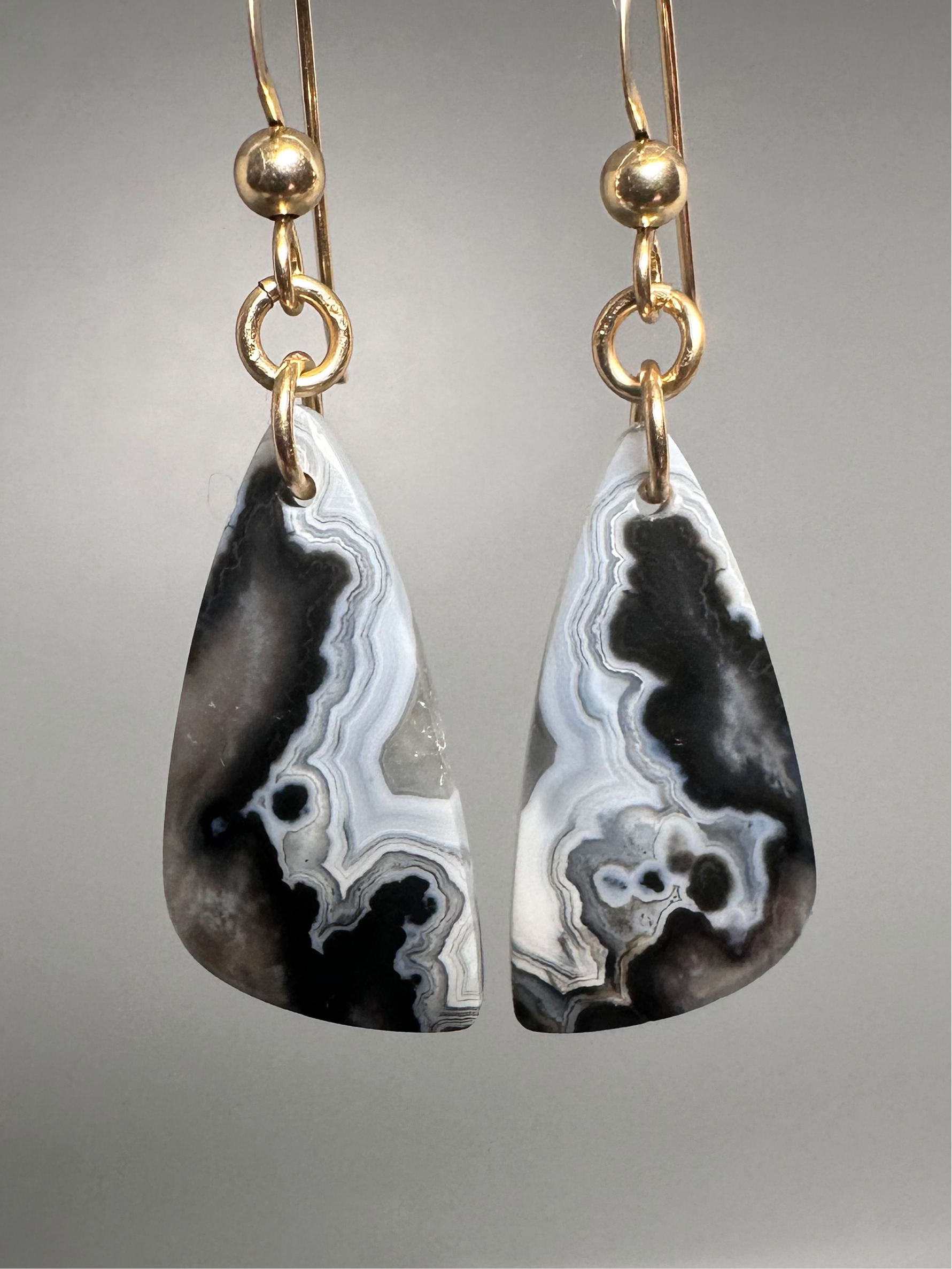 Pair of Natural Plume Agate Earrings