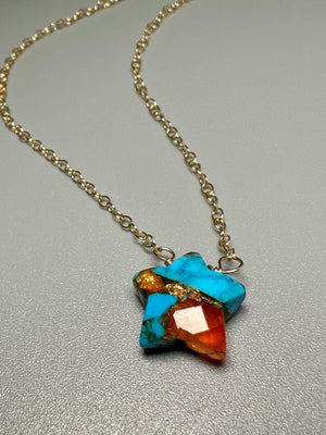 Copper Turquoise Star Necklace