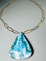 Caribbean Larimar Pendant  Necklace