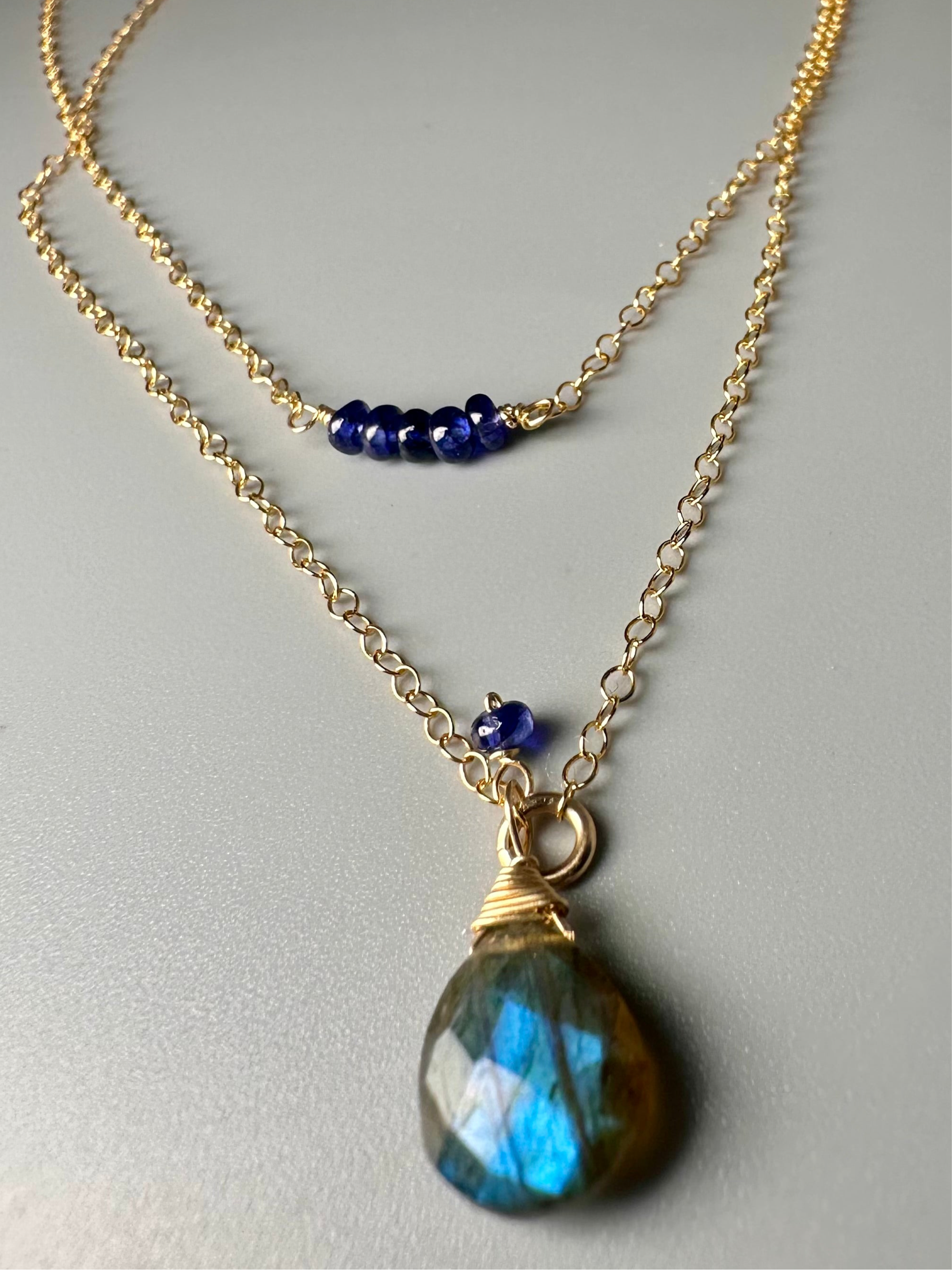 Labradorite Sapphire Double Necklace