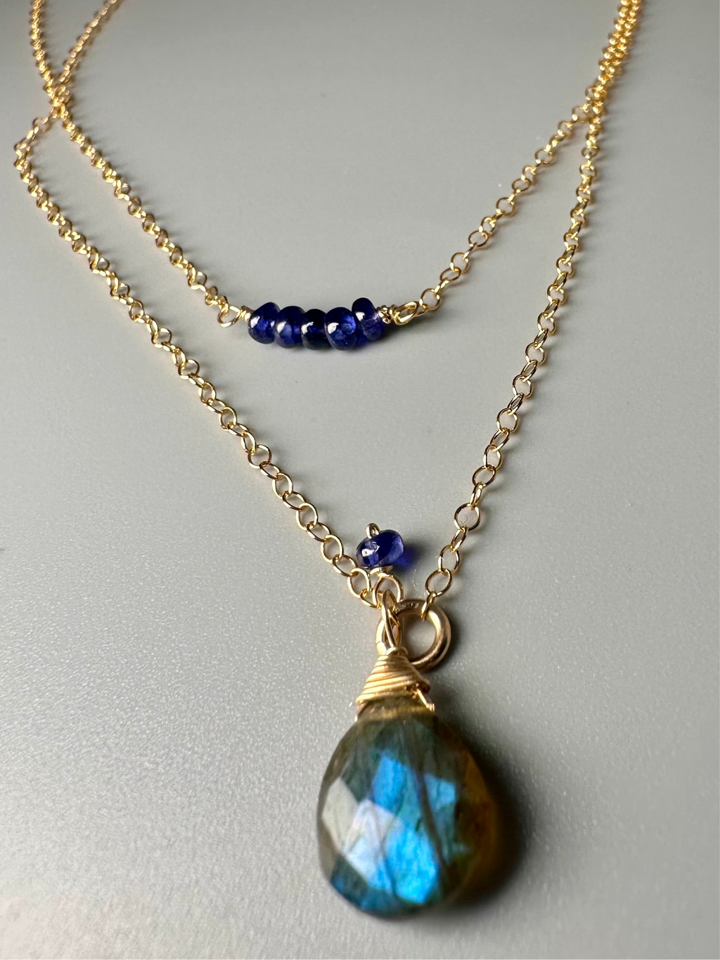 Labradorite Sapphire Double Necklace