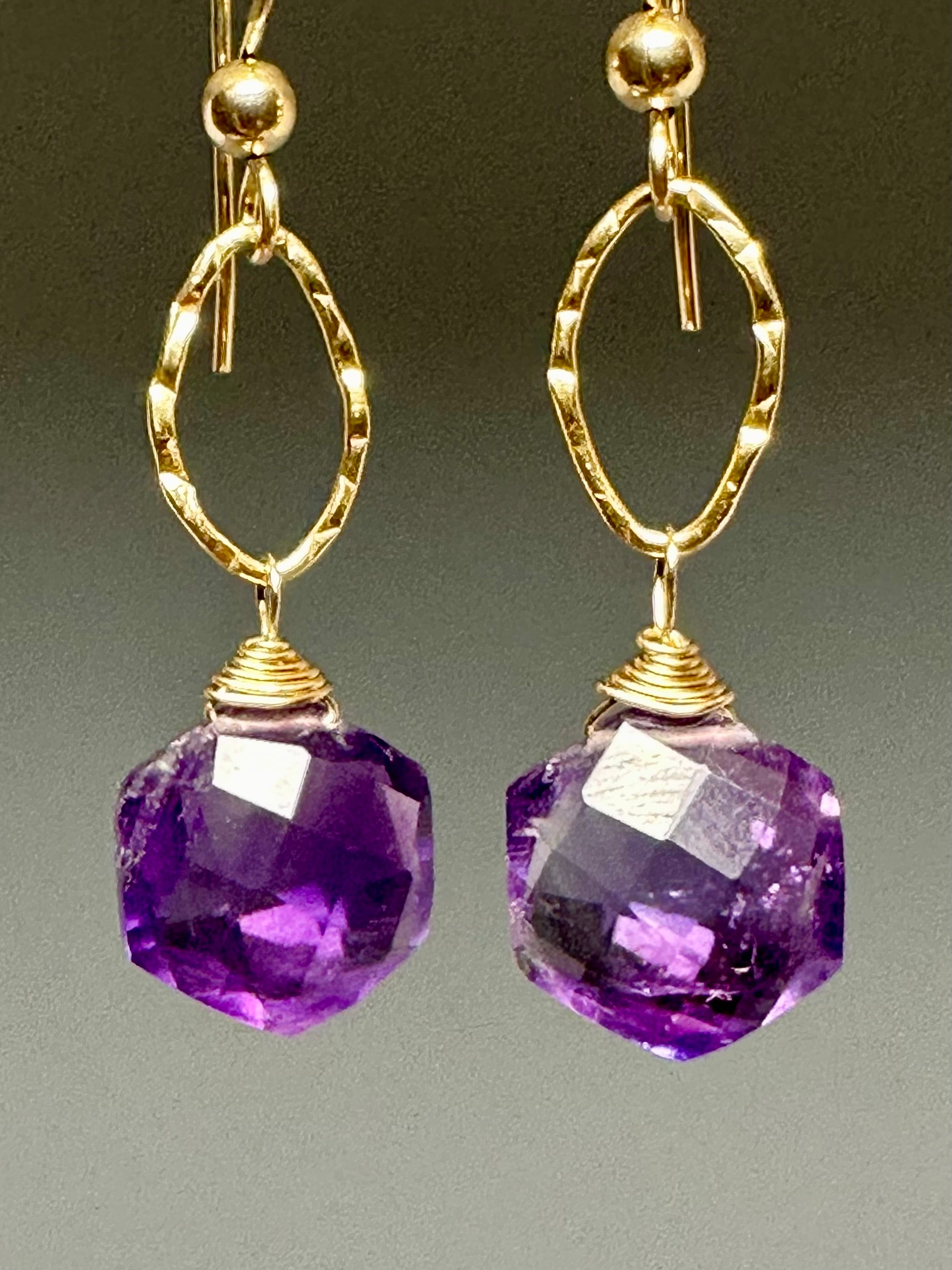 Amethyst Hexagon Earrings