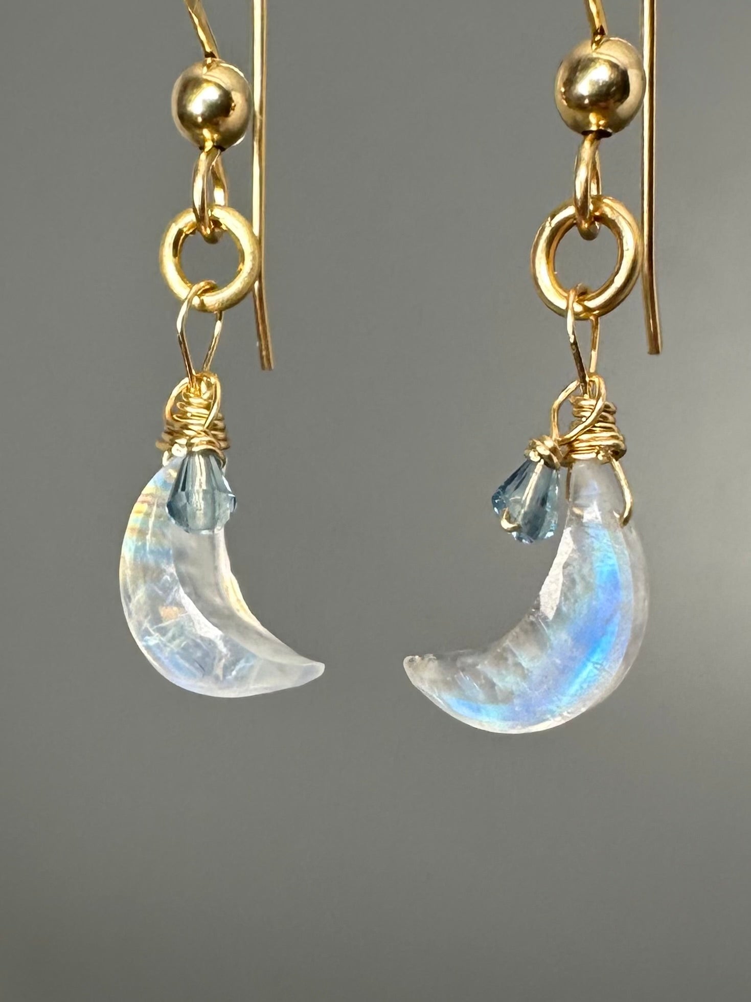 Moonstone Moon Earrings