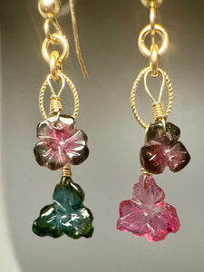 Carved Tourmaline Earrings