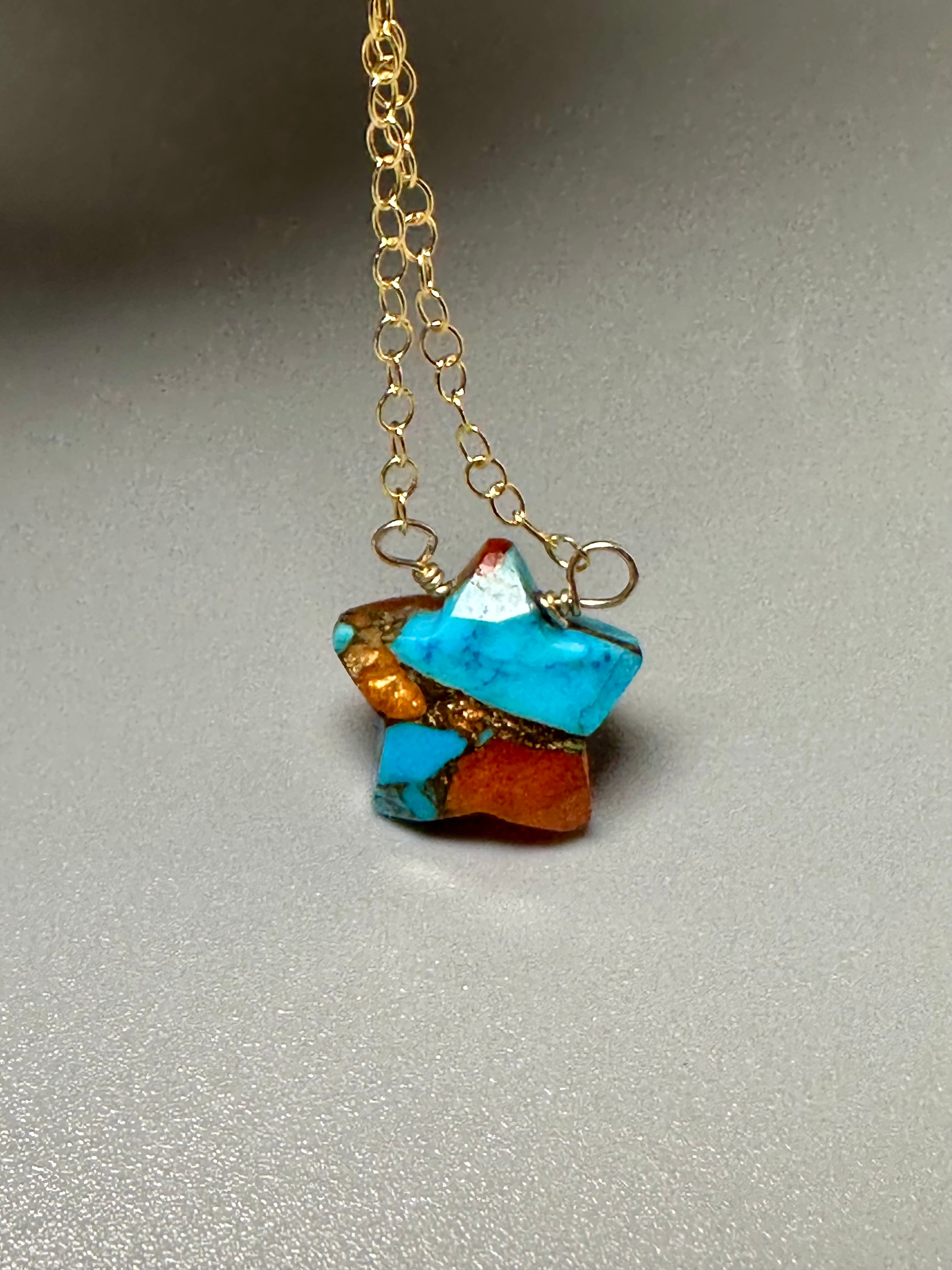 Copper Turquoise Star Necklace