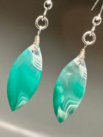Pair of Green banded Chalcedony Earrings