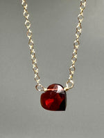 Garnet Heart Mini Necklace