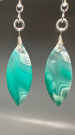 Pair of Green banded Chalcedony Earrings