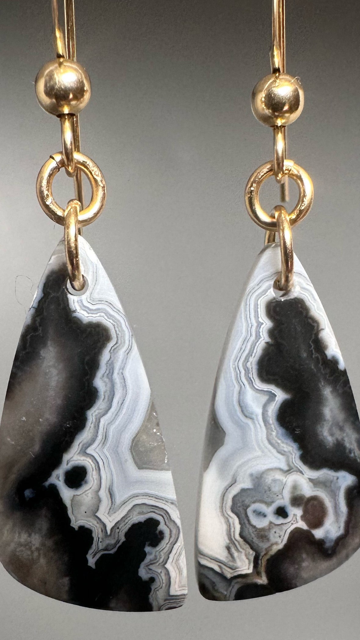 Pair of Natural Plume Agate Earrings