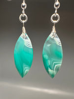 Pair of Green banded Chalcedony Earrings