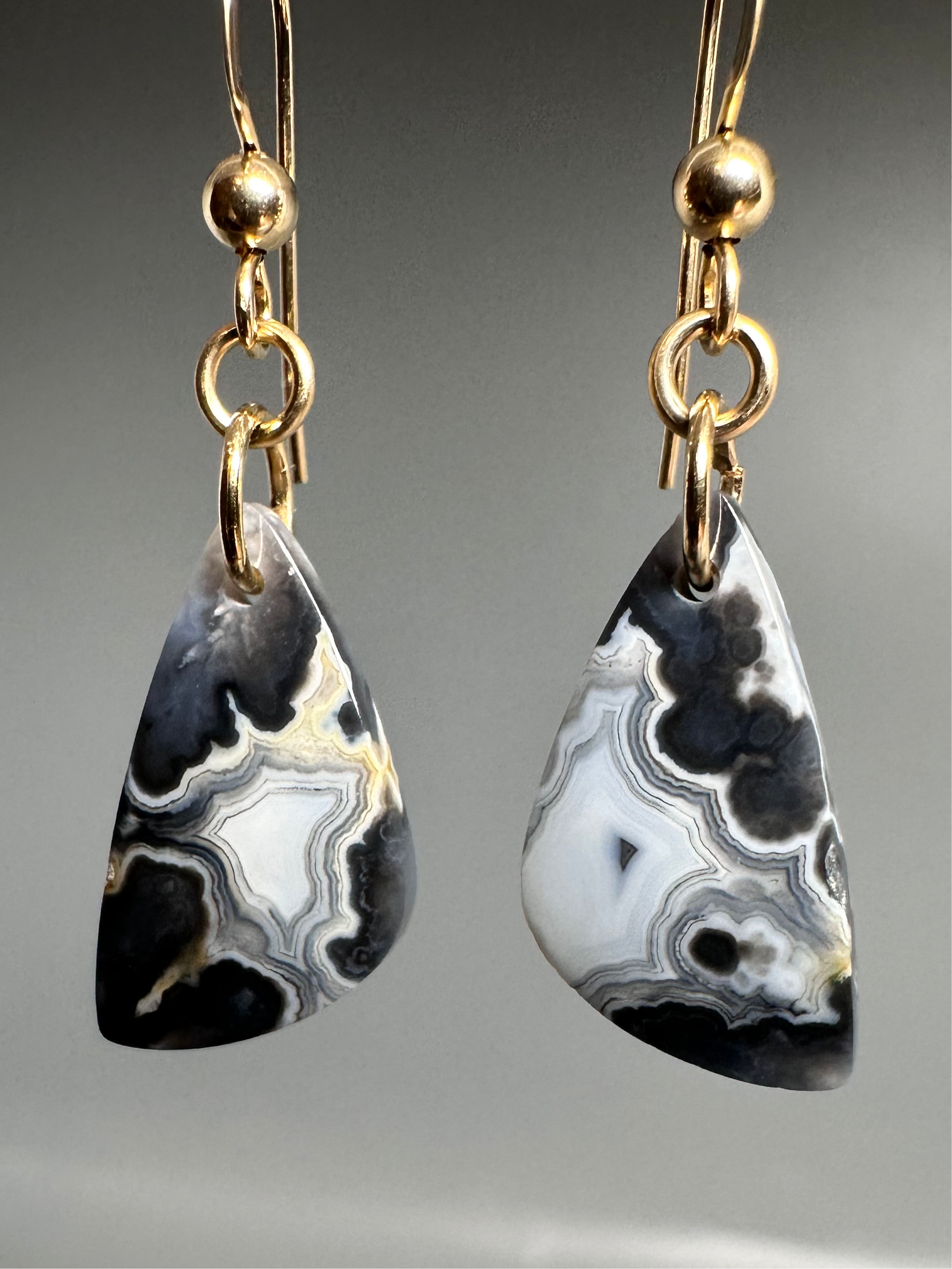 Pair of Natural Plume Agate Earrings