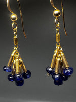 Starburst Sapphire & Gold Tube Drop Earrings | 14k Gold Filled