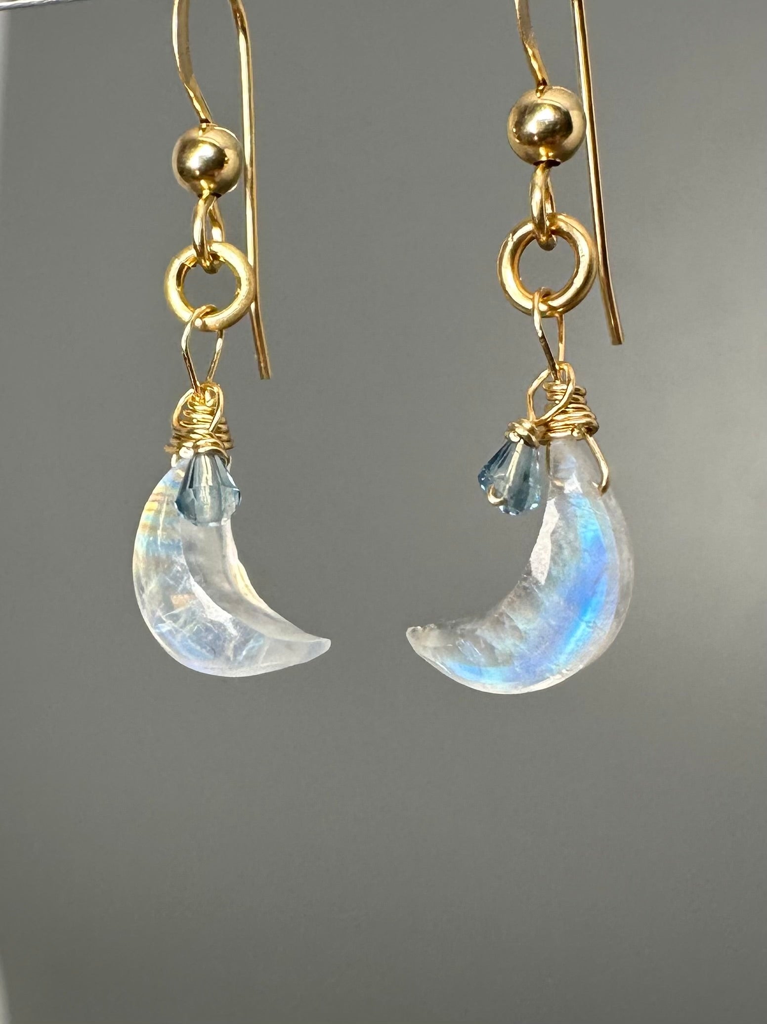 Moonstone Moon Earrings