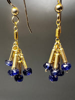 Starburst Sapphire & Gold Tube Drop Earrings | 14k Gold Filled