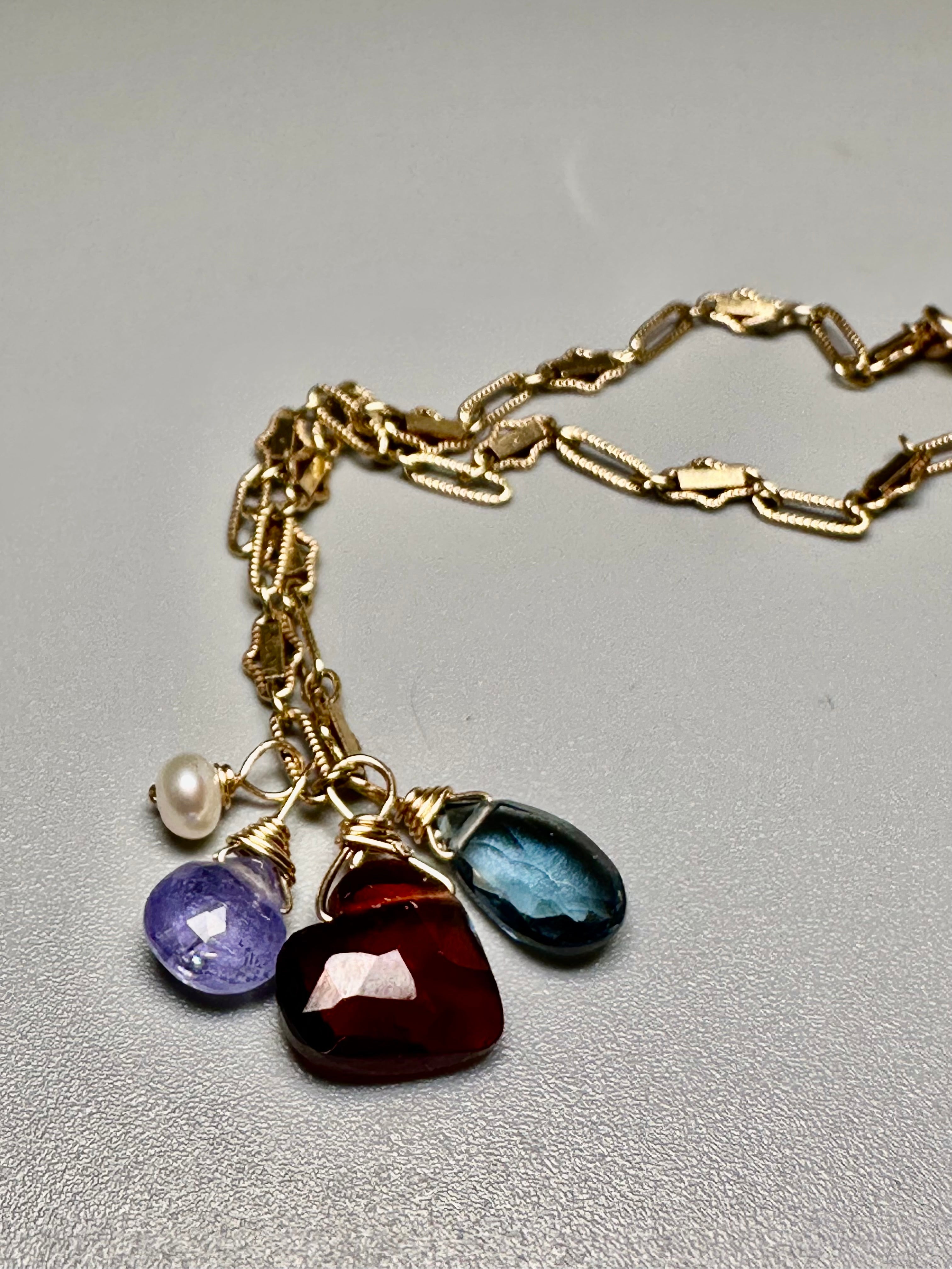 Heart Gemstone Charm Bracelet