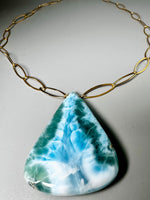 Caribbean Larimar Pendant  Necklace