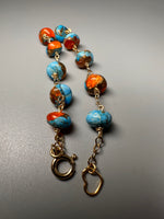 Spiny Oyster Shell & Blue Copper Turquoise Bracelet