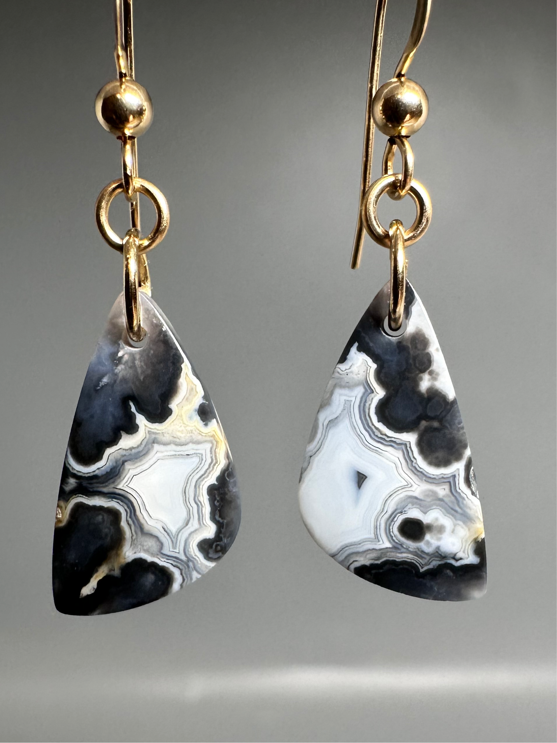 Pair of Natural Plume Agate Earrings