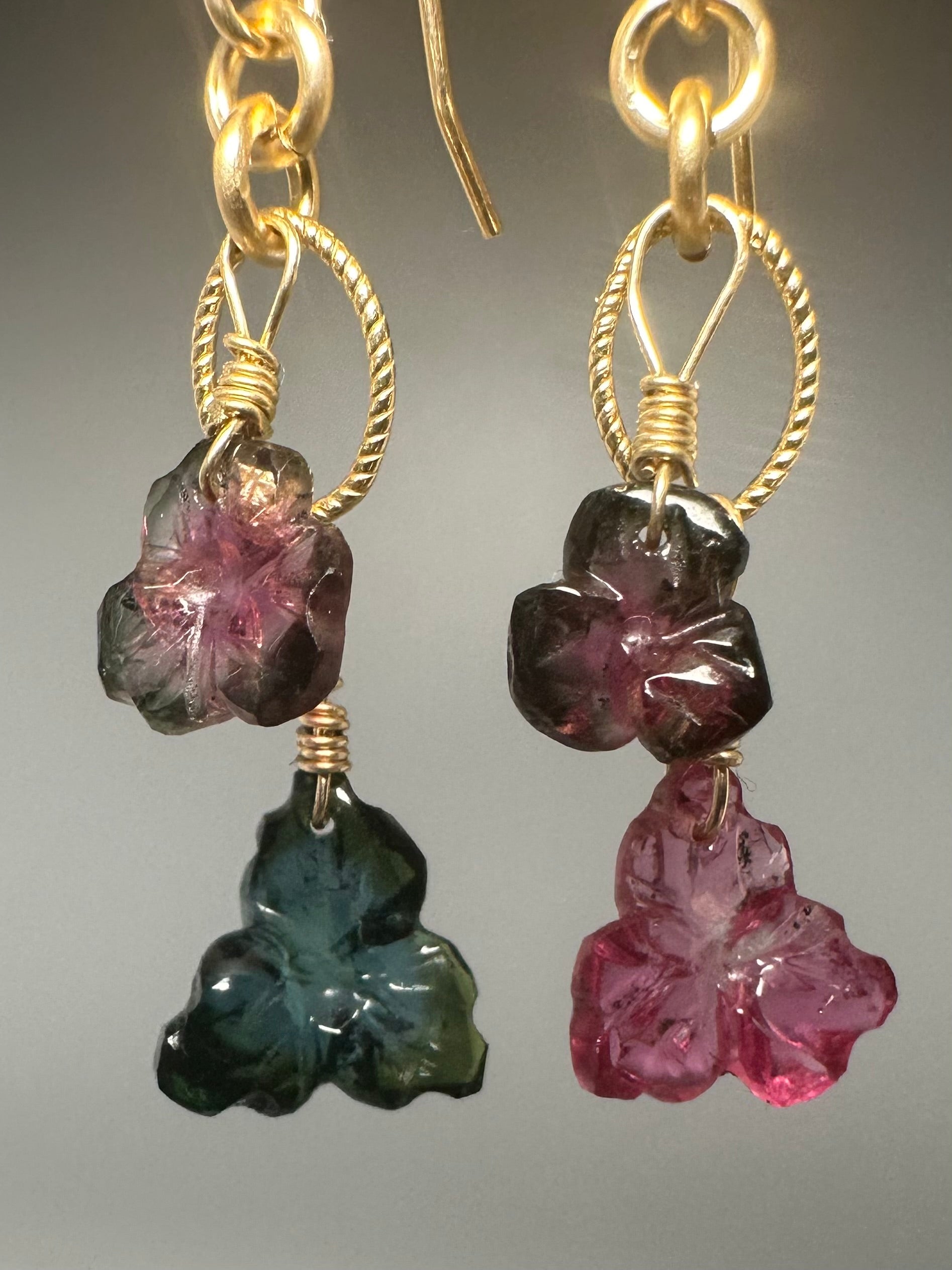 Carved Tourmaline Earrings