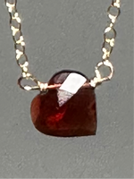 Garnet Heart Mini Necklace