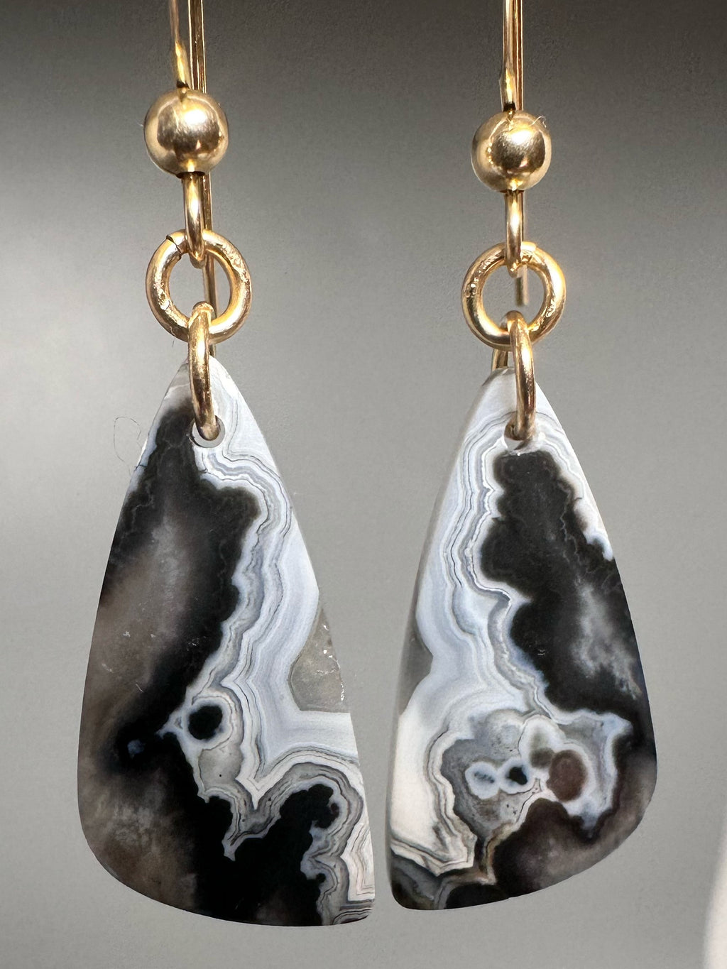 Pair of Natural Plume Agate Earrings