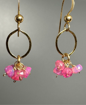 Pink Opal Cluster Earrings