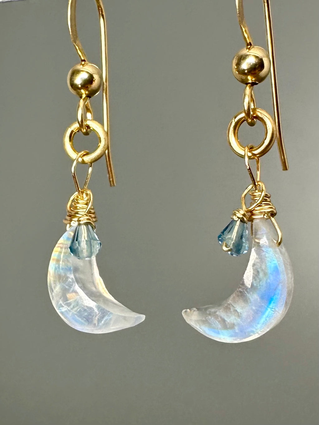 Moonstone Moon Earrings