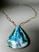 Caribbean Larimar Pendant  Necklace