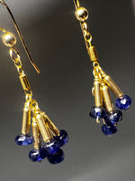 Starburst Sapphire & Gold Tube Drop Earrings | 14k Gold Filled
