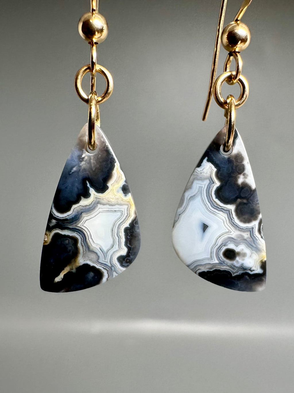 Pair of Natural Plume Agate Earrings