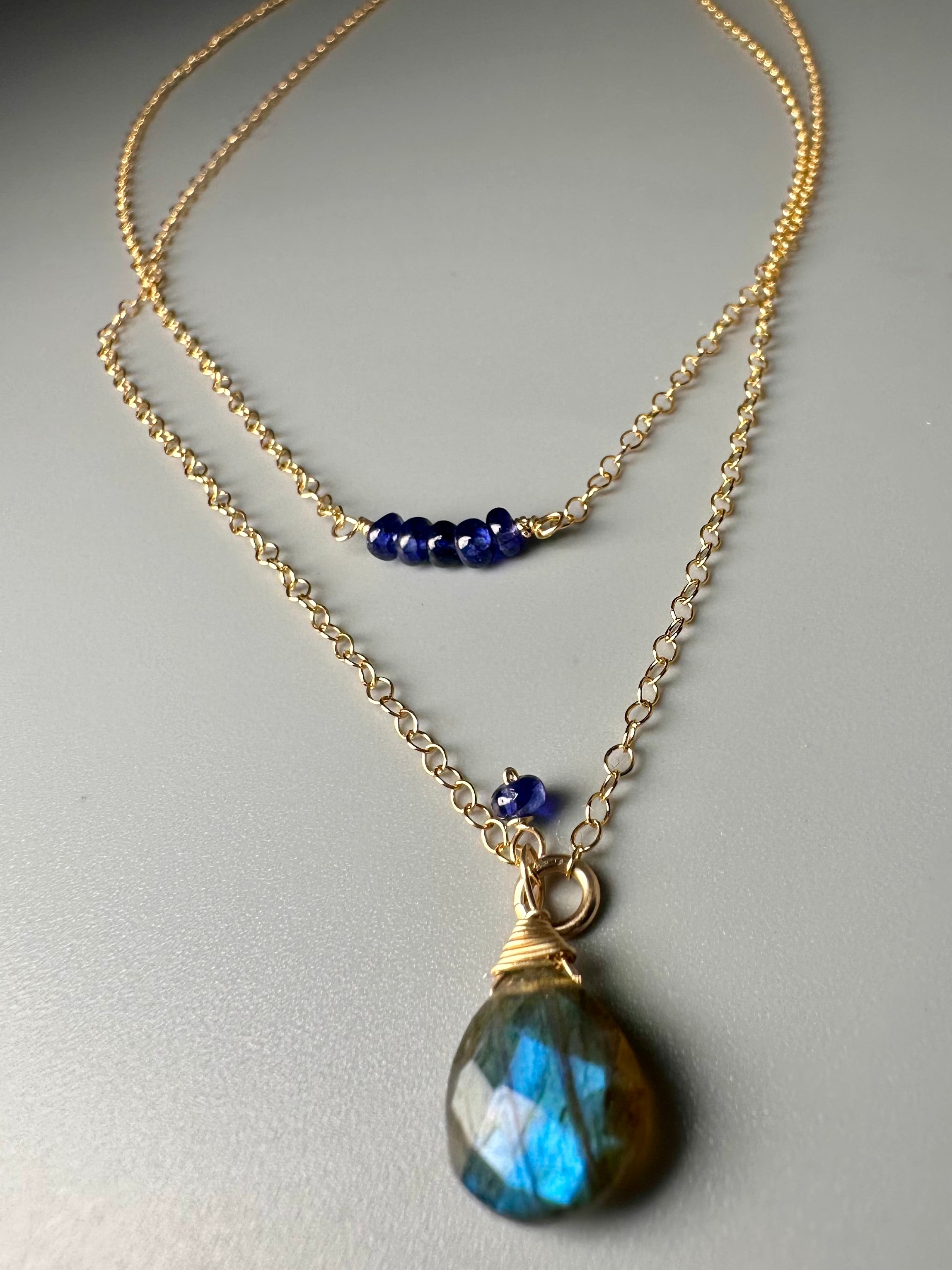 Labradorite Sapphire Double Necklace