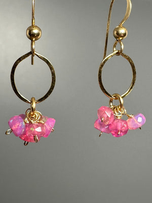 Pink Opal Cluster Earrings