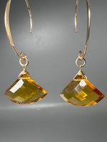 Golden Quartz Fan Earrings