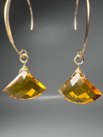 Golden Quartz Fan Earrings