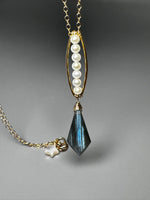 Labradorite Pearl Pendant Necklace