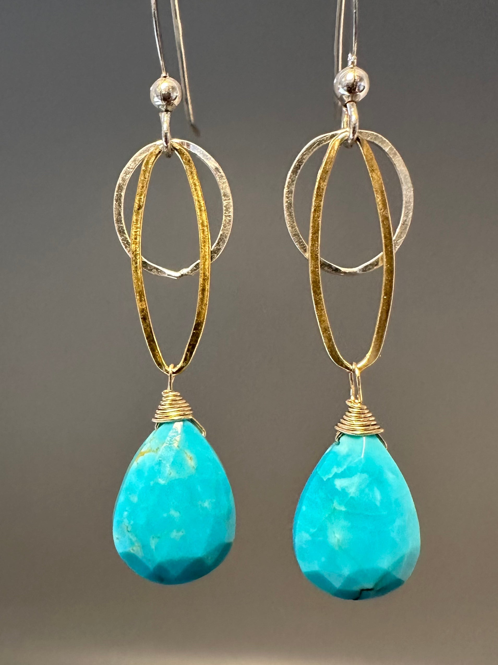 Turquoise Two-Tone Earrings
