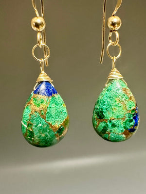 Pair of Malachite Azurite Earrings