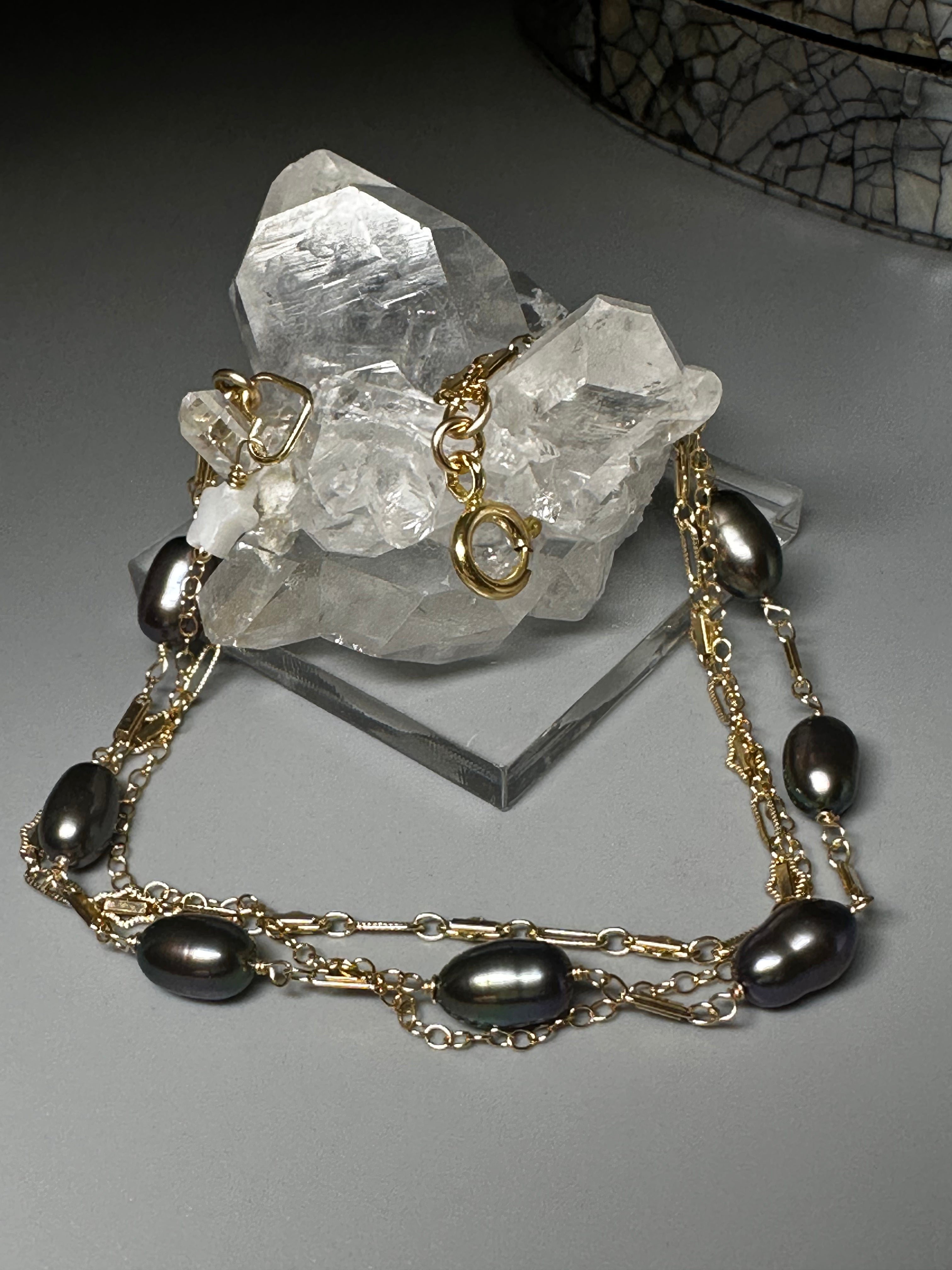 Black Pearl Layering Bracelet