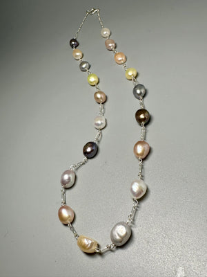 Sterling Baroque Pearl Necklace