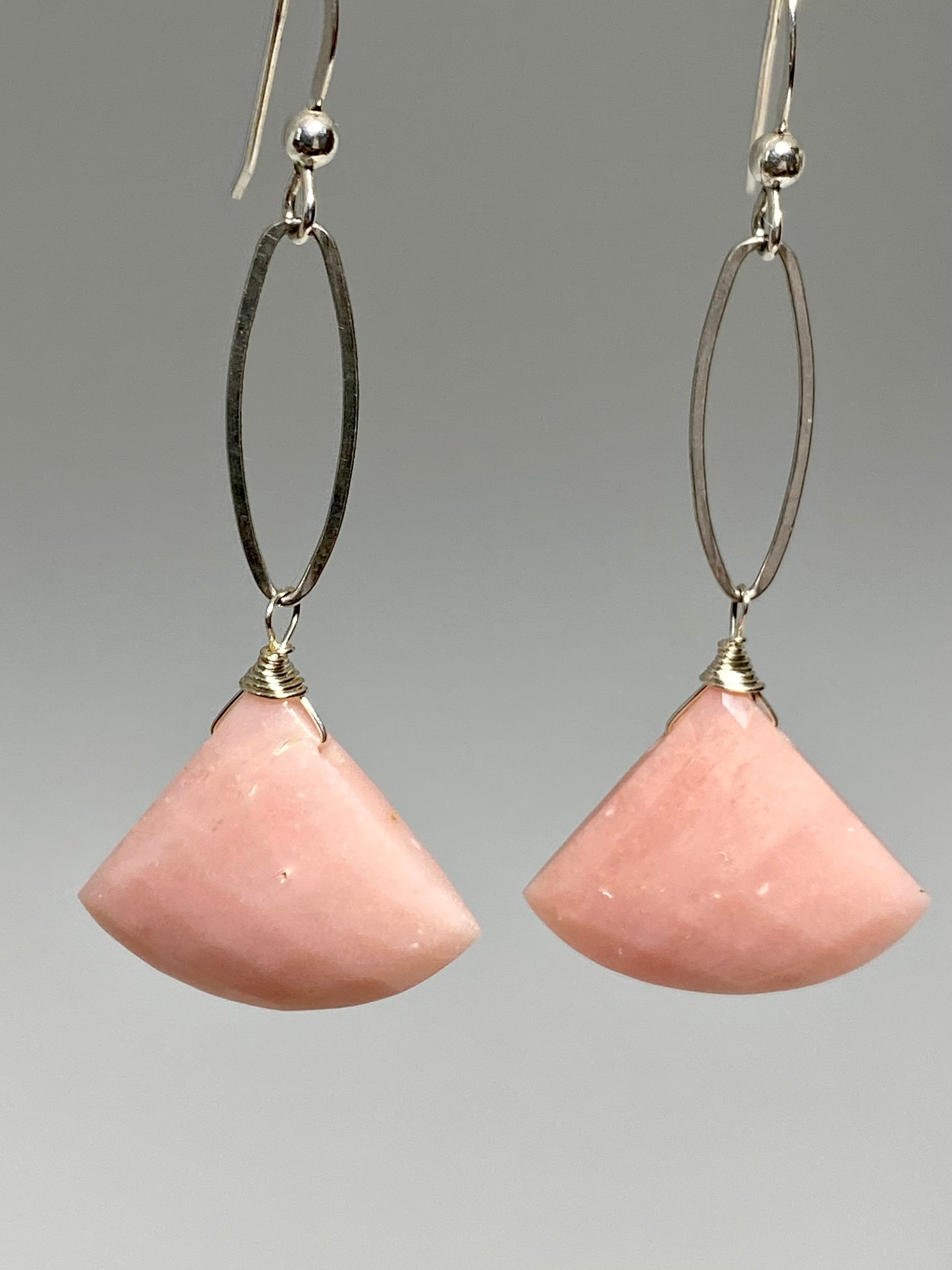 Pink Opal Fan Earrings