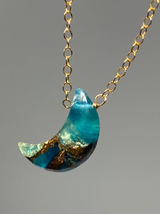 Aqua Copper Moon Necklace