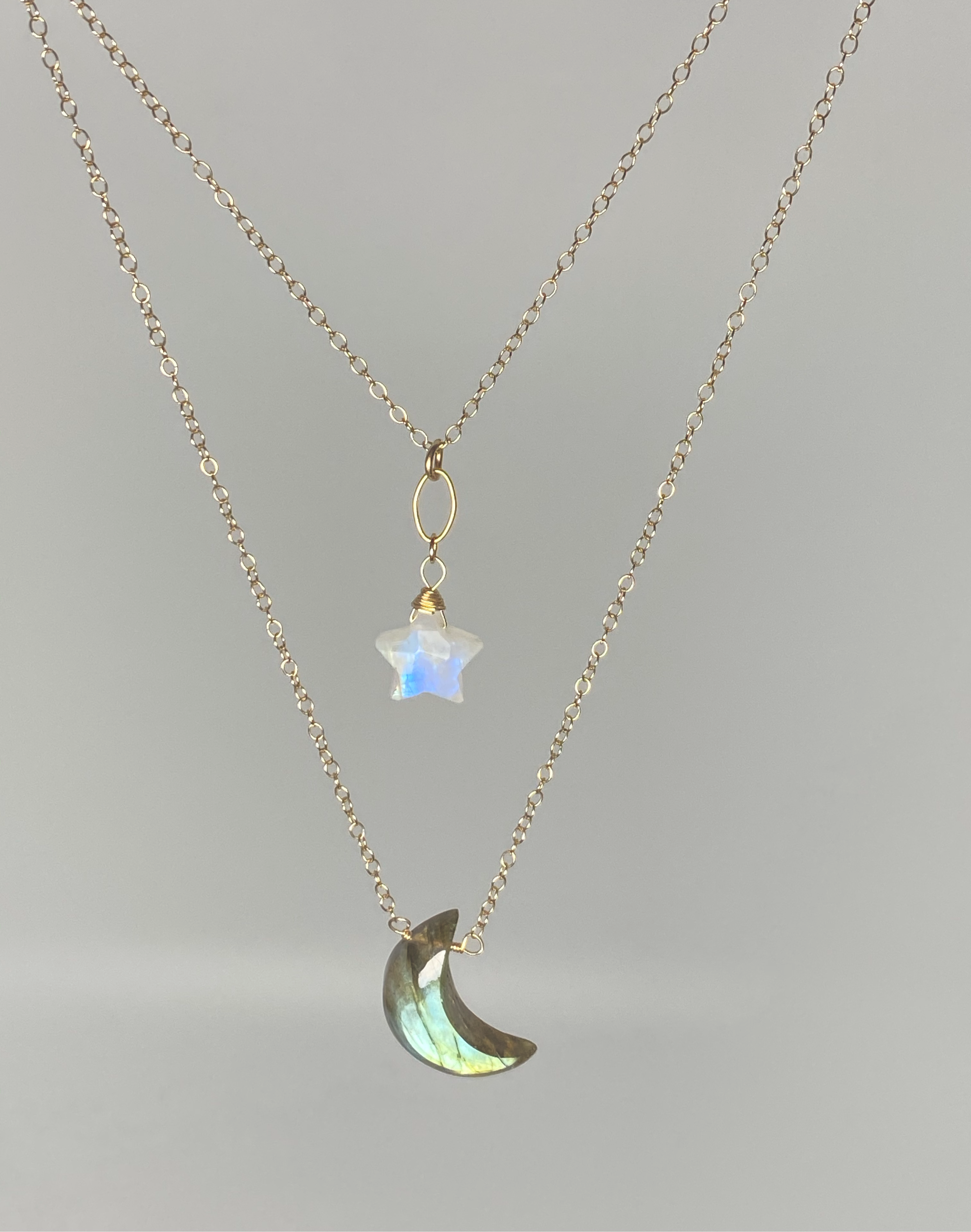 Moon & Star Double Necklace