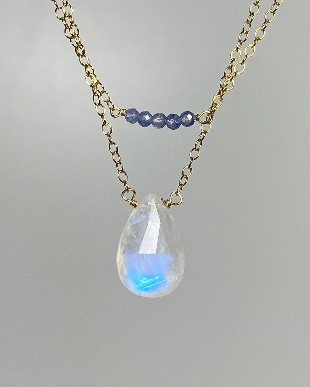 Moonstone Sapphire Double Necklace