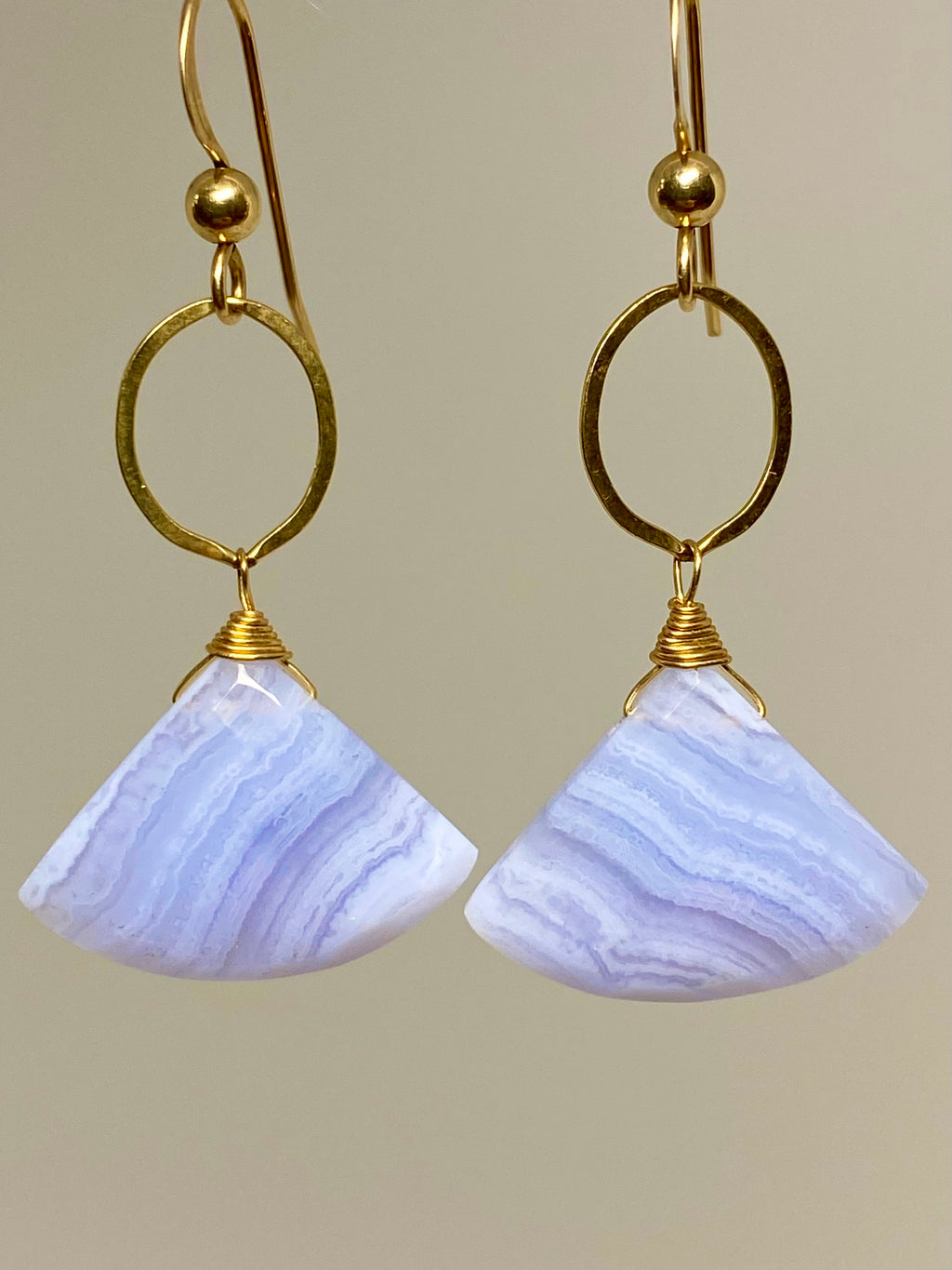 Blue Lace Agate Fan Earrings