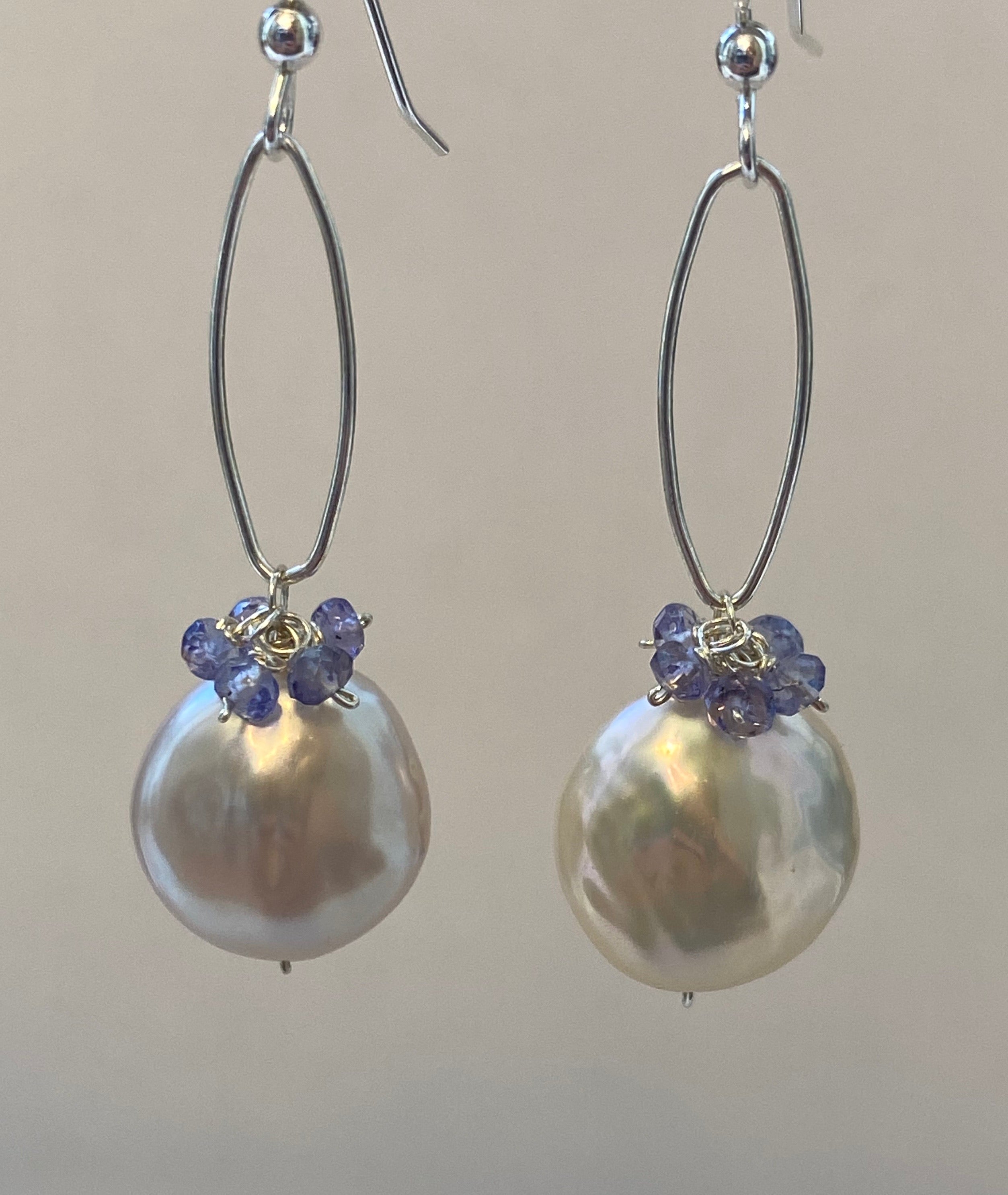 Pearl Tanzanite Earrings