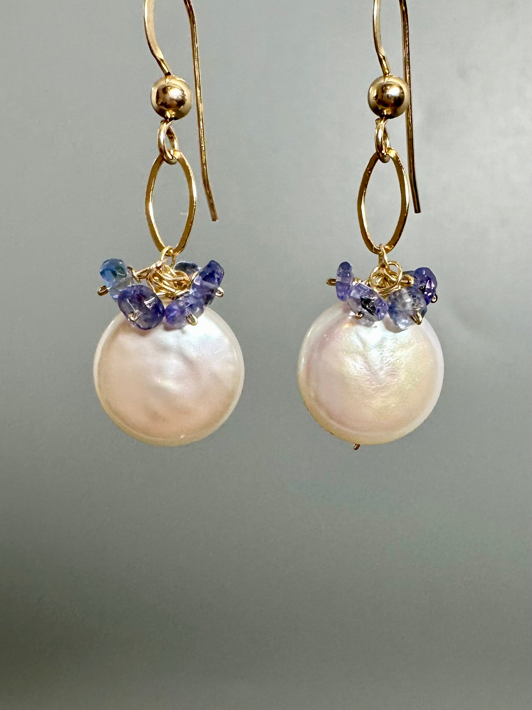 Pearl Tanzanite Earrings